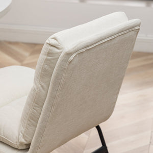 English Elm Milos Faux Leather Dining Chairs with Curved Sled Base and Contrast Stitching Set of 2 Vanilla White T2574P245418