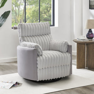 English Elm Bocaton Corduroy Swivel Manual Recliner with Pillow Arms Mid-century Living Room Chair Gray T2574P245445