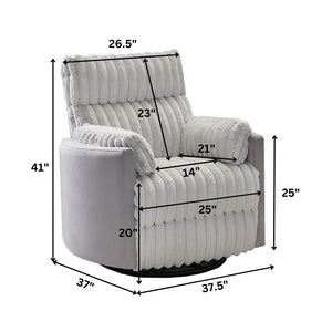 English Elm Bocaton Corduroy Swivel Manual Recliner with Pillow Arms Mid-century Living Room Chair Gray T2574P245445