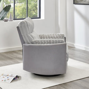 English Elm Bocaton Corduroy Swivel Manual Recliner with Pillow Arms Mid-century Living Room Chair Gray T2574P245445