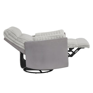 English Elm Bocaton Corduroy Swivel Manual Recliner with Pillow Arms Mid-century Living Room Chair Gray T2574P245445