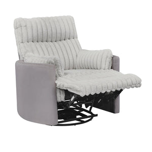 English Elm Bocaton Corduroy Swivel Manual Recliner with Pillow Arms Mid-century Living Room Chair Gray T2574P245445