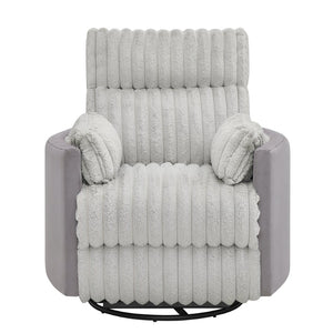 English Elm Bocaton Corduroy Swivel Manual Recliner with Pillow Arms Mid-century Living Room Chair Gray T2574P245445