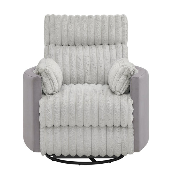 English Elm Bocaton Corduroy Swivel Manual Recliner with Pillow Arms Mid-century Living Room Chair Gray T2574P245445
