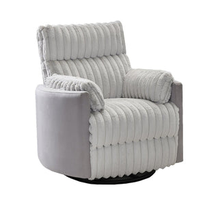 English Elm Bocaton Corduroy Swivel Manual Recliner with Pillow Arms Mid-century Living Room Chair Gray T2574P245445