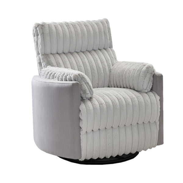 English Elm Bocaton Corduroy Swivel Manual Recliner with Pillow Arms Mid-century Living Room Chair Gray T2574P245445