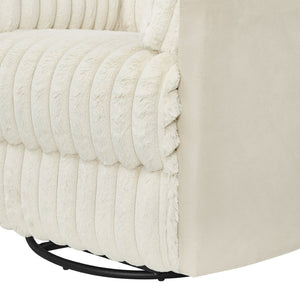 English Elm Bocaton Corduroy Swivel Manual Recliner with Pillow Arms Mid-century Living Room Chair White T2574P245446