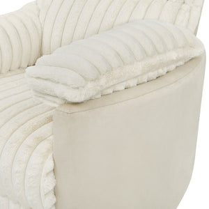 English Elm Bocaton Corduroy Swivel Manual Recliner with Pillow Arms Mid-century Living Room Chair White T2574P245446