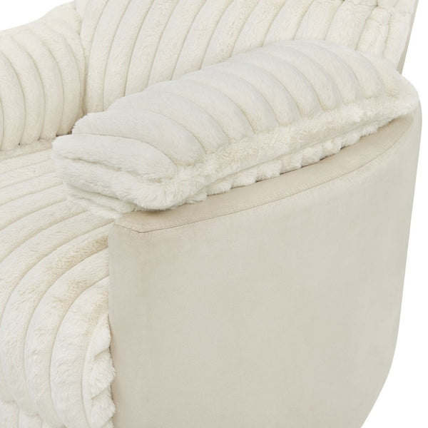 English Elm Bocaton Corduroy Swivel Manual Recliner with Pillow Arms Mid-century Living Room Chair White T2574P245446