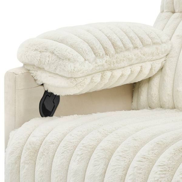 English Elm Bocaton Corduroy Swivel Manual Recliner with Pillow Arms Mid-century Living Room Chair White T2574P245446