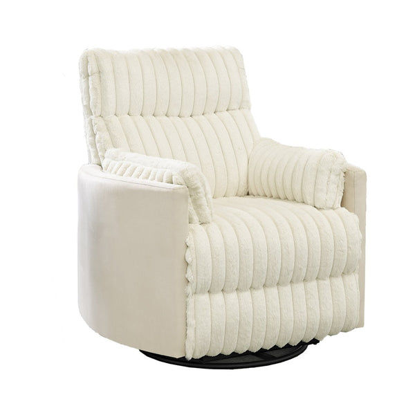 English Elm Bocaton Corduroy Swivel Manual Recliner with Pillow Arms Mid-century Living Room Chair White T2574P245446