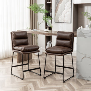 English Elm Milos Faux Leather Counter Stools Set of 2 with Sled Base for Kitchen Islands T2574P245861