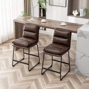English Elm Milos Faux Leather Counter Stools Set of 2 with Sled Base for Kitchen Islands T2574P245861