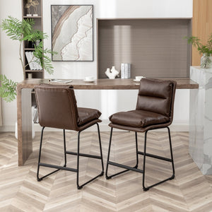 English Elm Milos Faux Leather Counter Stools Set of 2 with Sled Base for Kitchen Islands T2574P245861