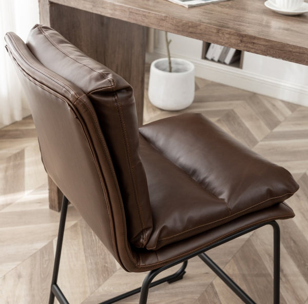 English Elm Milos Faux Leather Counter Stools Set of 2 with Sled Base for Kitchen Islands T2574P245861