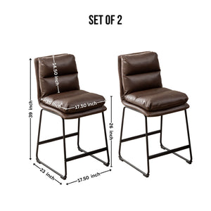 English Elm Milos Faux Leather Counter Stools Set of 2 with Sled Base for Kitchen Islands T2574P245861