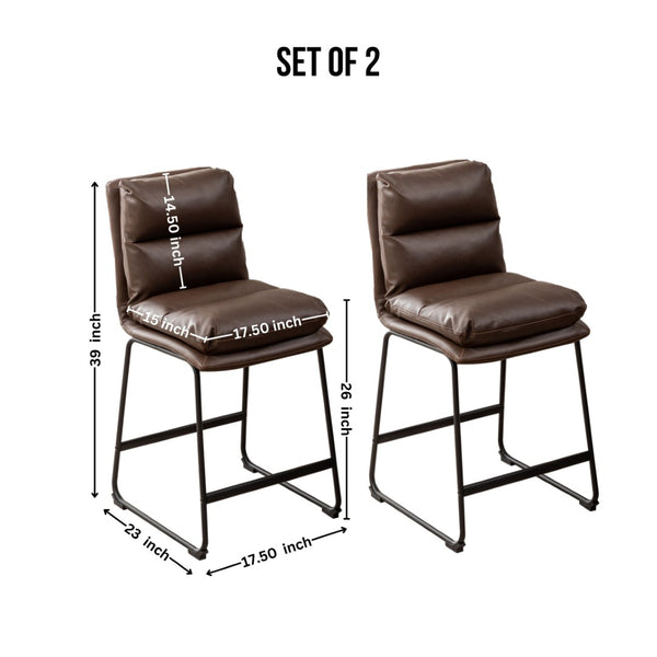 English Elm Milos Faux Leather Counter Stools Set of 2 with Sled Base for Kitchen Islands T2574P245861