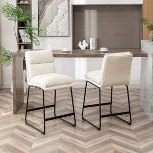 English Elm Milos Upholstered Counter Stools Set of 2 Overfilled Cushion Sled Base Kitchen T2574P245862