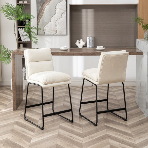 English Elm Milos Upholstered Counter Stools Set of 2 Overfilled Cushion Sled Base Kitchen T2574P245862