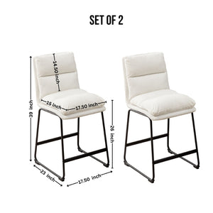 English Elm Milos Upholstered Counter Stools Set of 2 Overfilled Cushion Sled Base Kitchen T2574P245862