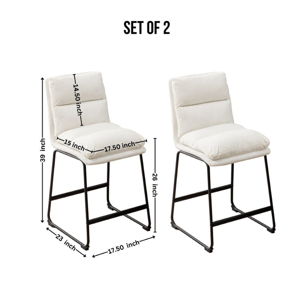 English Elm Milos Upholstered Counter Stools Set of 2 Overfilled Cushion Sled Base Kitchen T2574P245862