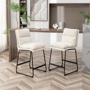 English Elm Milos Upholstered Counter Stools Set of 2 Overfilled Cushion Sled Base Kitchen T2574P245862