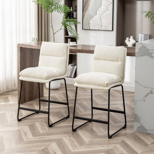 English Elm Milos Upholstered Counter Stools Set of 2 Overfilled Cushion Sled Base Kitchen T2574P245862