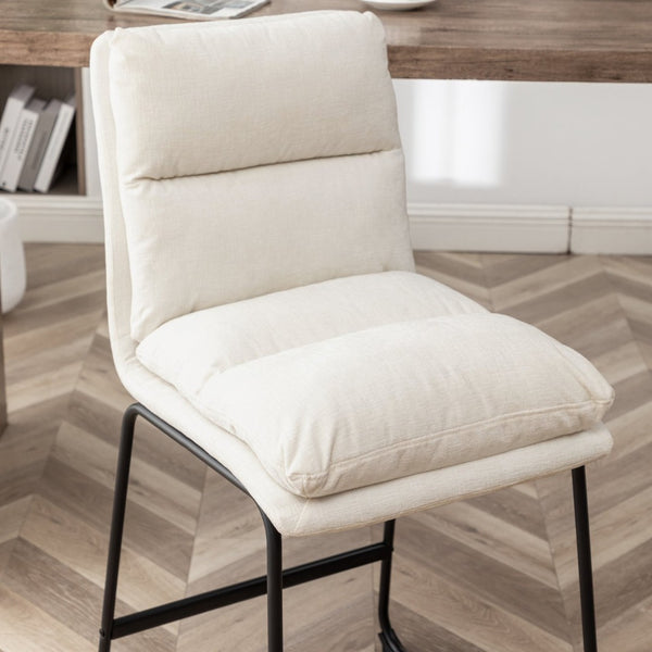 English Elm Milos Upholstered Counter Stools Set of 2 Overfilled Cushion Sled Base Kitchen T2574P245862