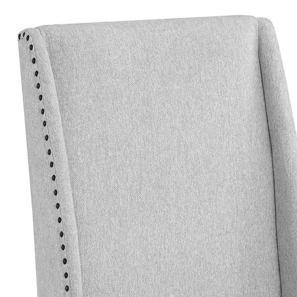 English Elm Hirima High Back Upholstered Dining Chair Set Nailhead Trim Gray Fabric Pair T2574P248596