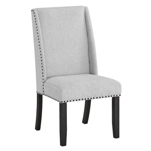English Elm Hirima High Back Upholstered Dining Chair Set Nailhead Trim Gray Fabric Pair T2574P248596