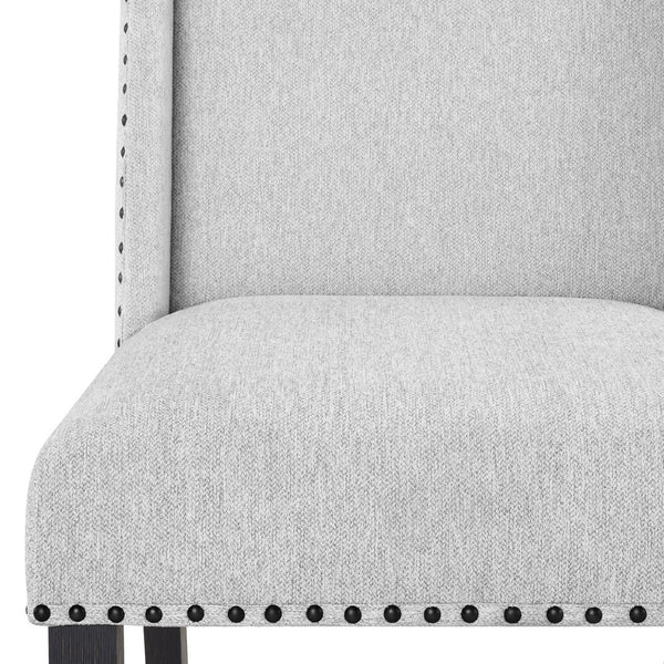English Elm Hirima High Back Upholstered Dining Chair Set Nailhead Trim Gray Fabric Pair T2574P248596