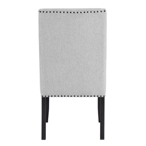 English Elm Hirima High Back Upholstered Dining Chair Set Nailhead Trim Gray Fabric Pair T2574P248596
