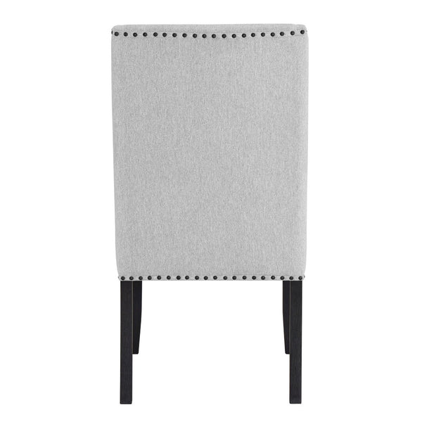English Elm Hirima High Back Upholstered Dining Chair Set Nailhead Trim Gray Fabric Pair T2574P248596