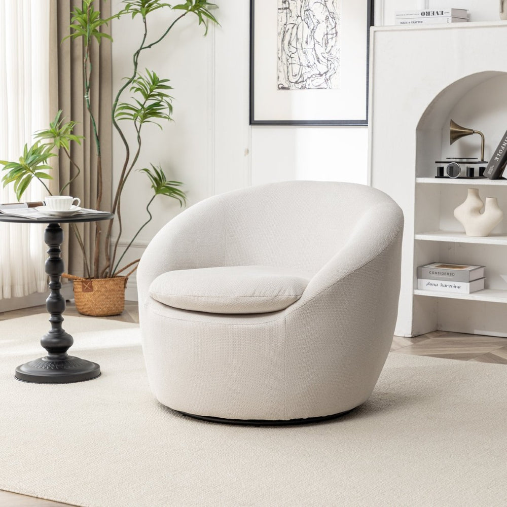 English Elm Winnie Teddy Fabric Swivel Barrel Chair Plush Boucle Accent for Living Room Nook T2574P281443