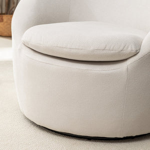 English Elm Winnie Teddy Fabric Swivel Barrel Chair Plush Boucle Accent for Living Room Nook T2574P281443
