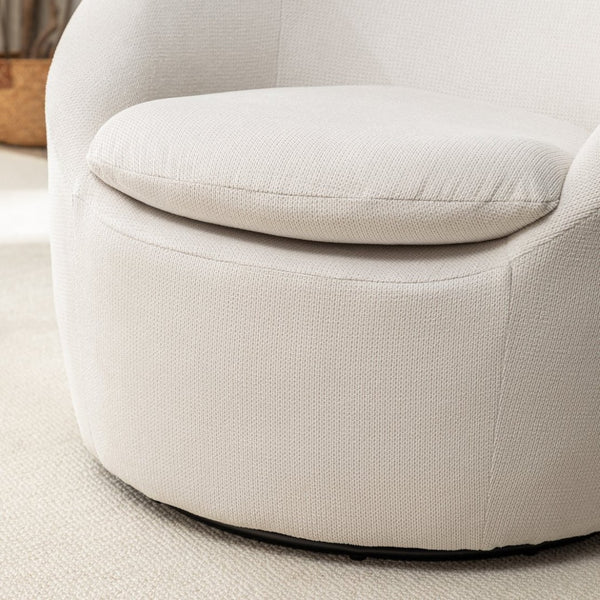 English Elm Winnie Teddy Fabric Swivel Barrel Chair Plush Boucle Accent for Living Room Nook T2574P281443