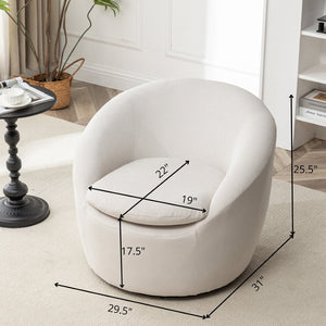 English Elm Winnie Teddy Fabric Swivel Barrel Chair Plush Boucle Accent for Living Room Nook T2574P281443
