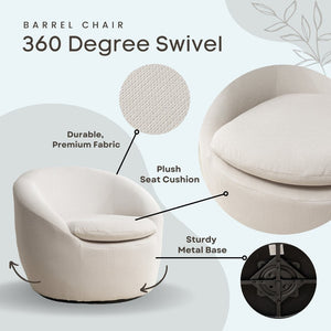 English Elm Winnie Teddy Fabric Swivel Barrel Chair Plush Boucle Accent for Living Room Nook T2574P281443