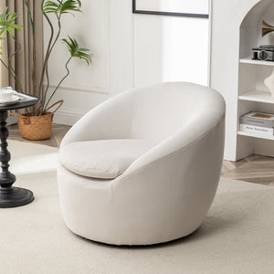 English Elm Winnie Teddy Fabric Swivel Barrel Chair Plush Boucle Accent for Living Room Nook T2574P281443