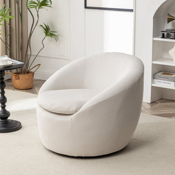 English Elm Winnie Teddy Fabric Swivel Barrel Chair Plush Boucle Accent for Living Room Nook T2574P281443