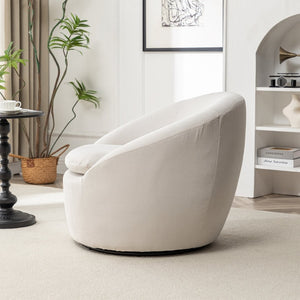 English Elm Winnie Teddy Fabric Swivel Barrel Chair Plush Boucle Accent for Living Room Nook T2574P281443