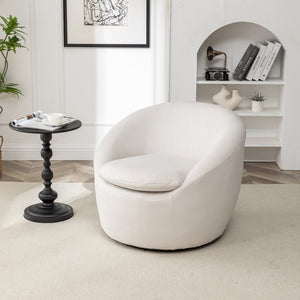 English Elm Winnie Teddy Fabric Swivel Barrel Chair Plush Boucle Accent for Living Room Nook T2574P281443