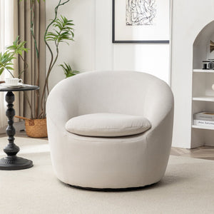 English Elm Winnie Teddy Fabric Swivel Barrel Chair Plush Boucle Accent for Living Room Nook T2574P281443