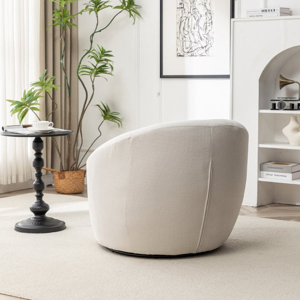 English Elm Winnie Teddy Fabric Swivel Barrel Chair Plush Boucle Accent for Living Room Nook T2574P281443