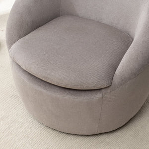 English Elm Winnie Swivel Barrel Accent Chair Teddy Upholstery Rounded Silhouette for Living Rooms Gray T2574P281444
