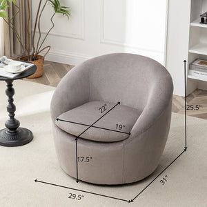English Elm Winnie Swivel Barrel Accent Chair Teddy Upholstery Rounded Silhouette for Living Rooms Gray T2574P281444
