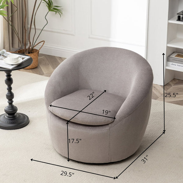 English Elm Winnie Swivel Barrel Accent Chair Teddy Upholstery Rounded Silhouette for Living Rooms Gray T2574P281444