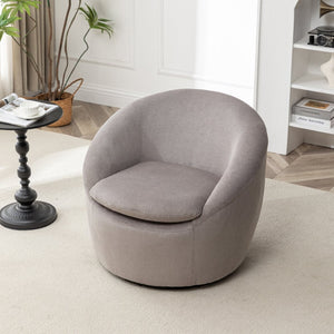 English Elm Winnie Swivel Barrel Accent Chair Teddy Upholstery Rounded Silhouette for Living Rooms Gray T2574P281444