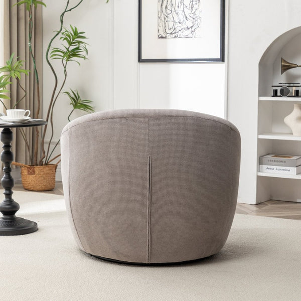 English Elm Winnie Swivel Barrel Accent Chair Teddy Upholstery Rounded Silhouette for Living Rooms Gray T2574P281444