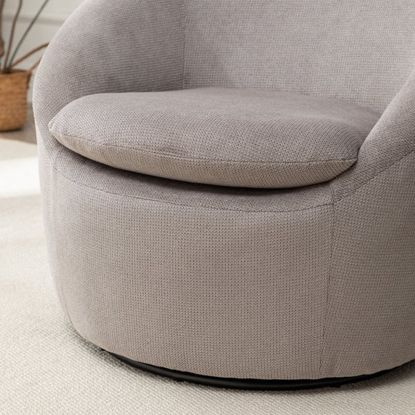 English Elm Winnie Swivel Barrel Accent Chair Teddy Upholstery Rounded Silhouette for Living Rooms Gray T2574P281444